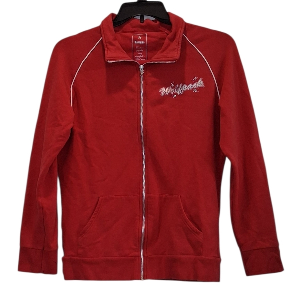 Campus Couture Red Zip-Up Jacket with NC State Wolfpack Logo Size L